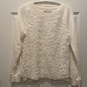 Loft Crew Neck Lace Crochet Cotton Knit Sweater/Sweatshirt Top Size Small